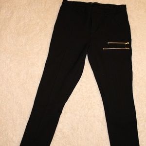 Zara Basic Black Leggings w/ Faux Zippers